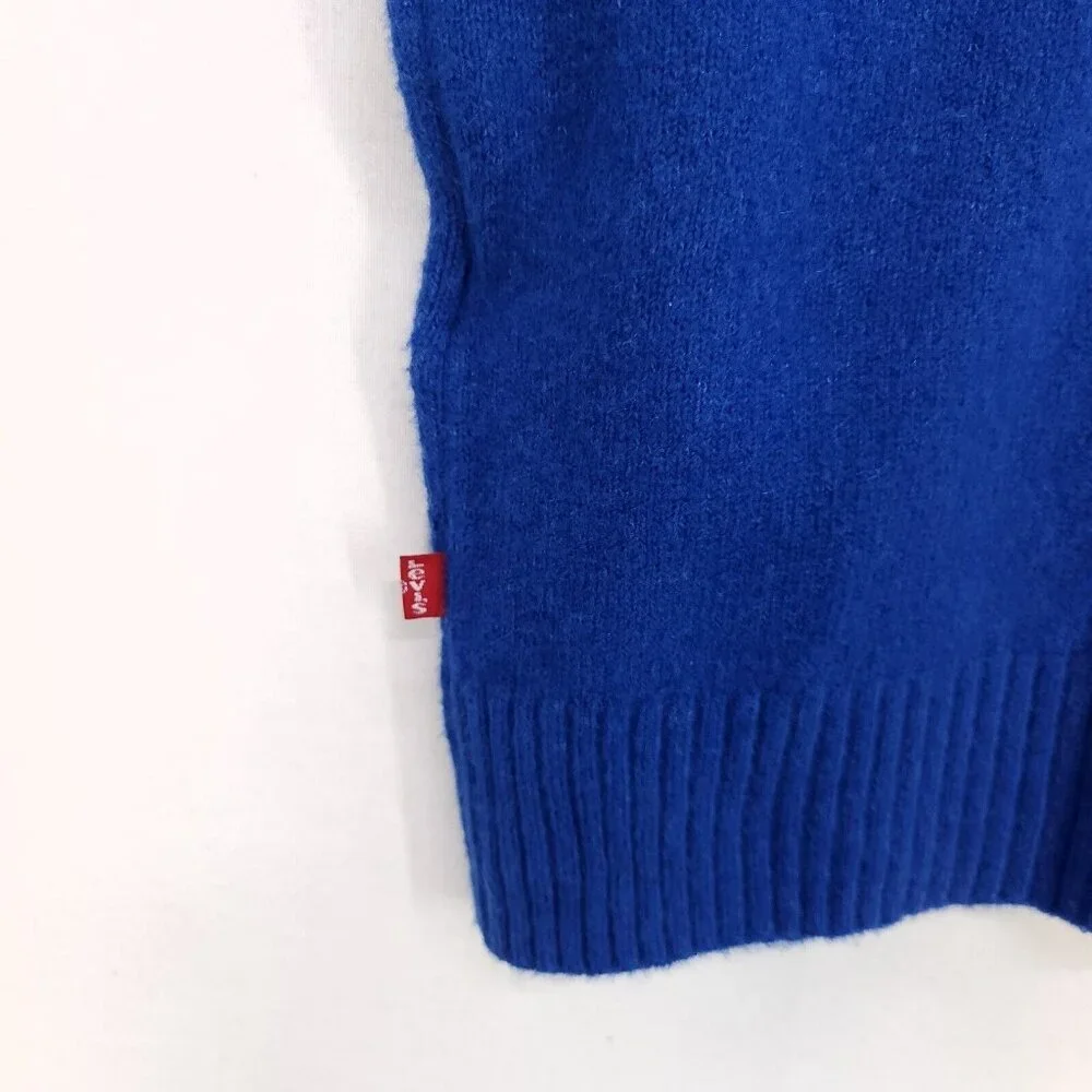 Levi's Sweater Vest Royal Blue Knit Pull Over Mens Large Cotton Vneck - Picture 12 of 13